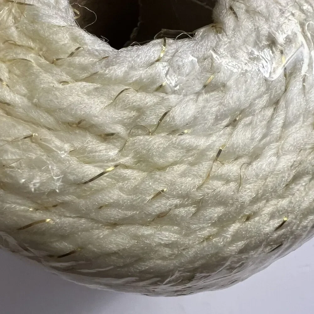Poli Krafte Klitter Korde Herculon 6mm 100 Yards White Gold Macrame Knotting